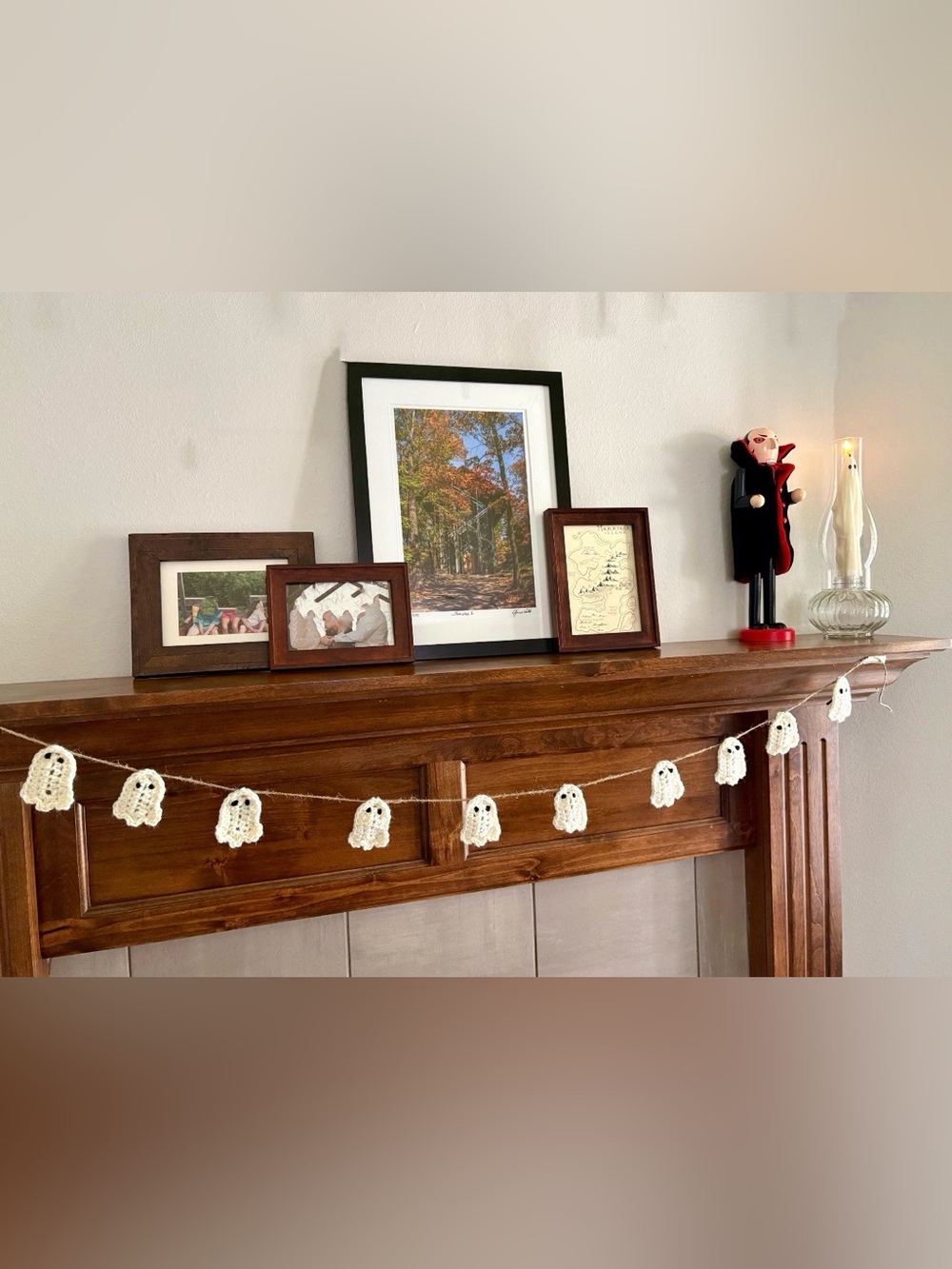 Hand Crafted White Crochet Ghost Garland